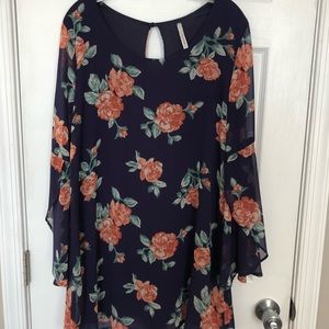 My Story Blue and Coral Floral Dress/Tunic